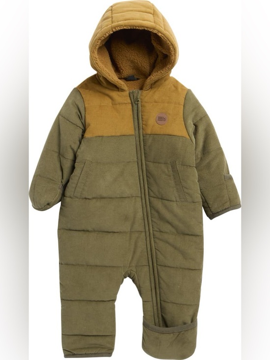 Eddie Bauer Other - Eddie Bauer Quilted Corduroy Faux Fur Lined Bunting Snowsuit Olive Mustard NWT